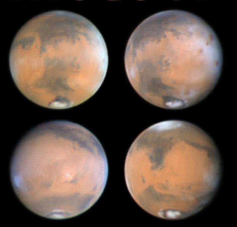 A Mars „négy arca” 2014 márciusában, Stefan Buda 40,5 cm-es Dall-Kirkham-távcsővel készült felvételein.