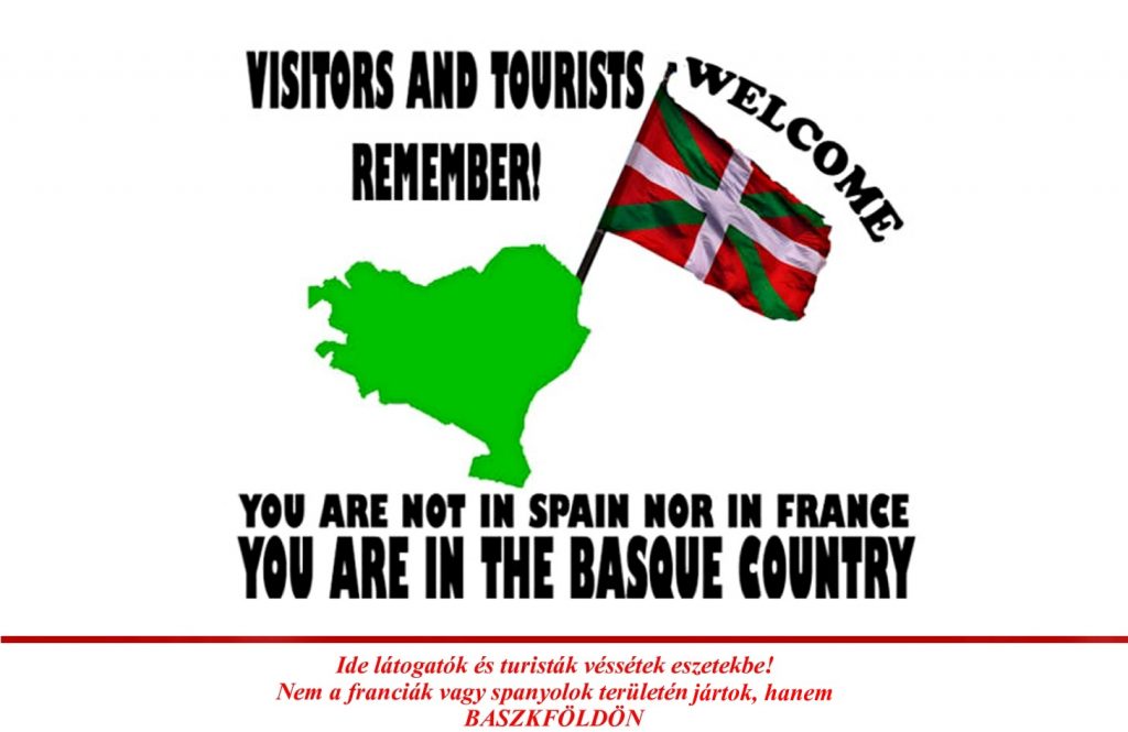 Baszkföld autonómiáját hirdető plakátok mindenütt megtalálhatóan Észak-Spanyolországban